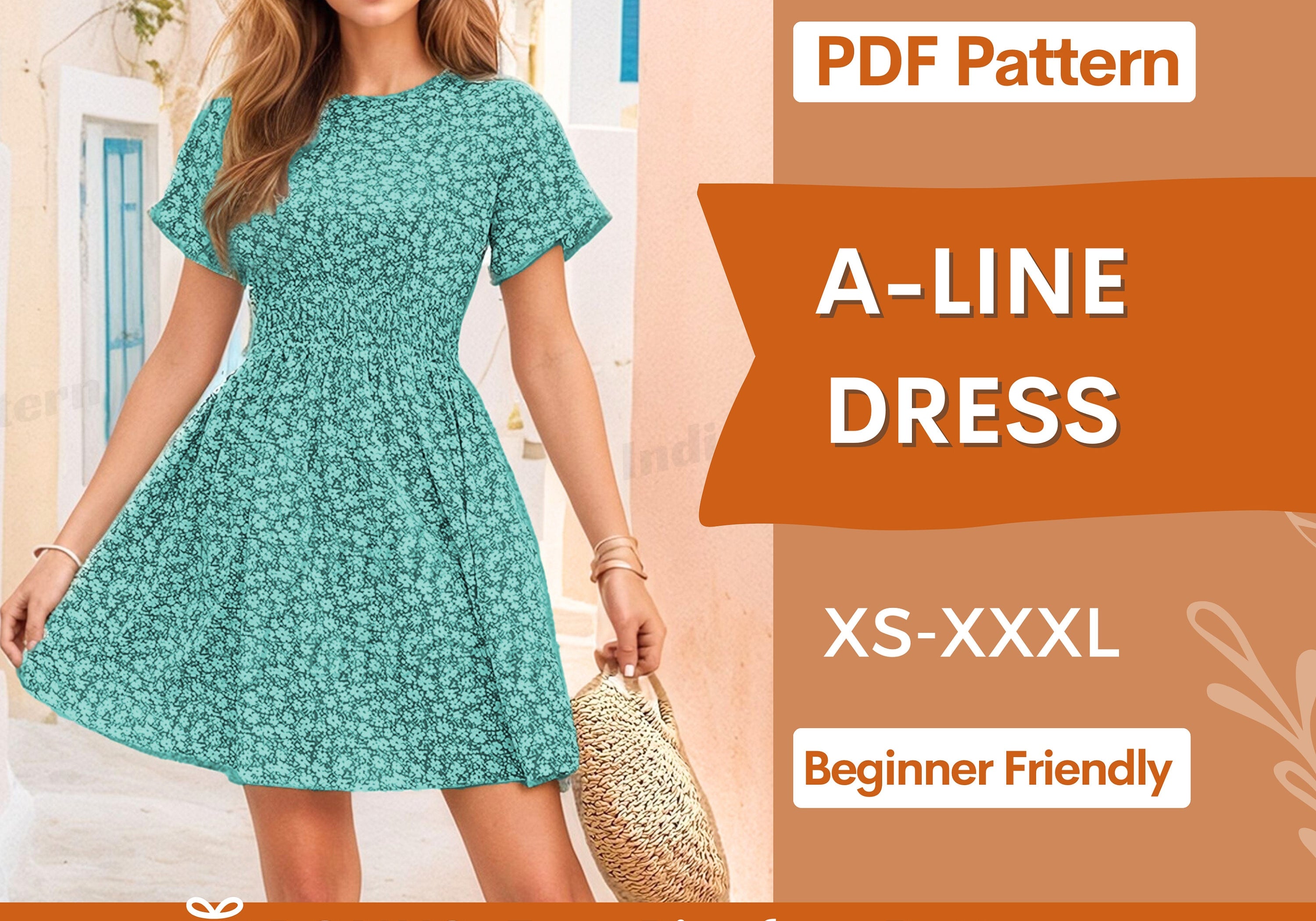 Women's A-Line Dress Sewing Pattern for Summer Style IndiePattern Women's A-Line Dress Sewing Pattern for Summer Style IndiePattern