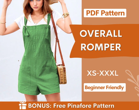 Overall Romper Pattern for Women, XS-XXXL, Women Jumpsuit Pattern, Overalls Pattern, Summer Dress Pattern, Playsuit, Dungaree Pattern PDF