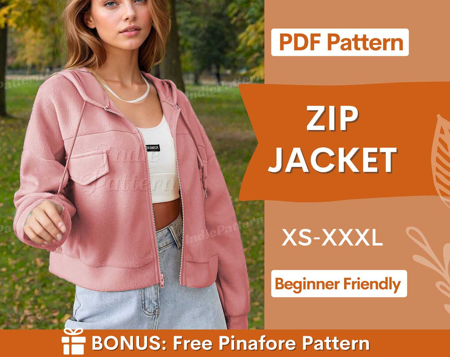 Jacket Pattern | Sewing Patterns | Women Patterns | Hoodie Sewing Pattern | Zip Jacket Pattern | Crop Jacket | Crop Hoodie | Pattern Jacket