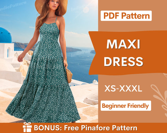 Maxi Dress Pattern | XS-XXXL | Dress Sewing Pattern | Summer Dress Pattern | Women Sewing Pattern | Backless Dress PDF Pattern Sleveless