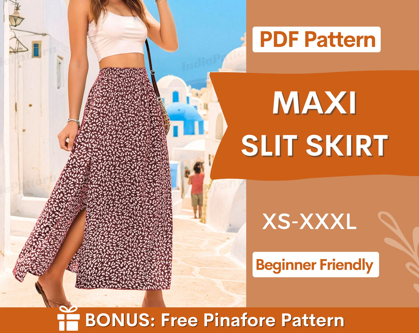 Maxi Slit Skirt Sewing Pattern | XS-XXXL | Sewing Patterns Skirt | Maxi Skirt Pattern PDF | Women Sewing Pattern, Skirt pattern