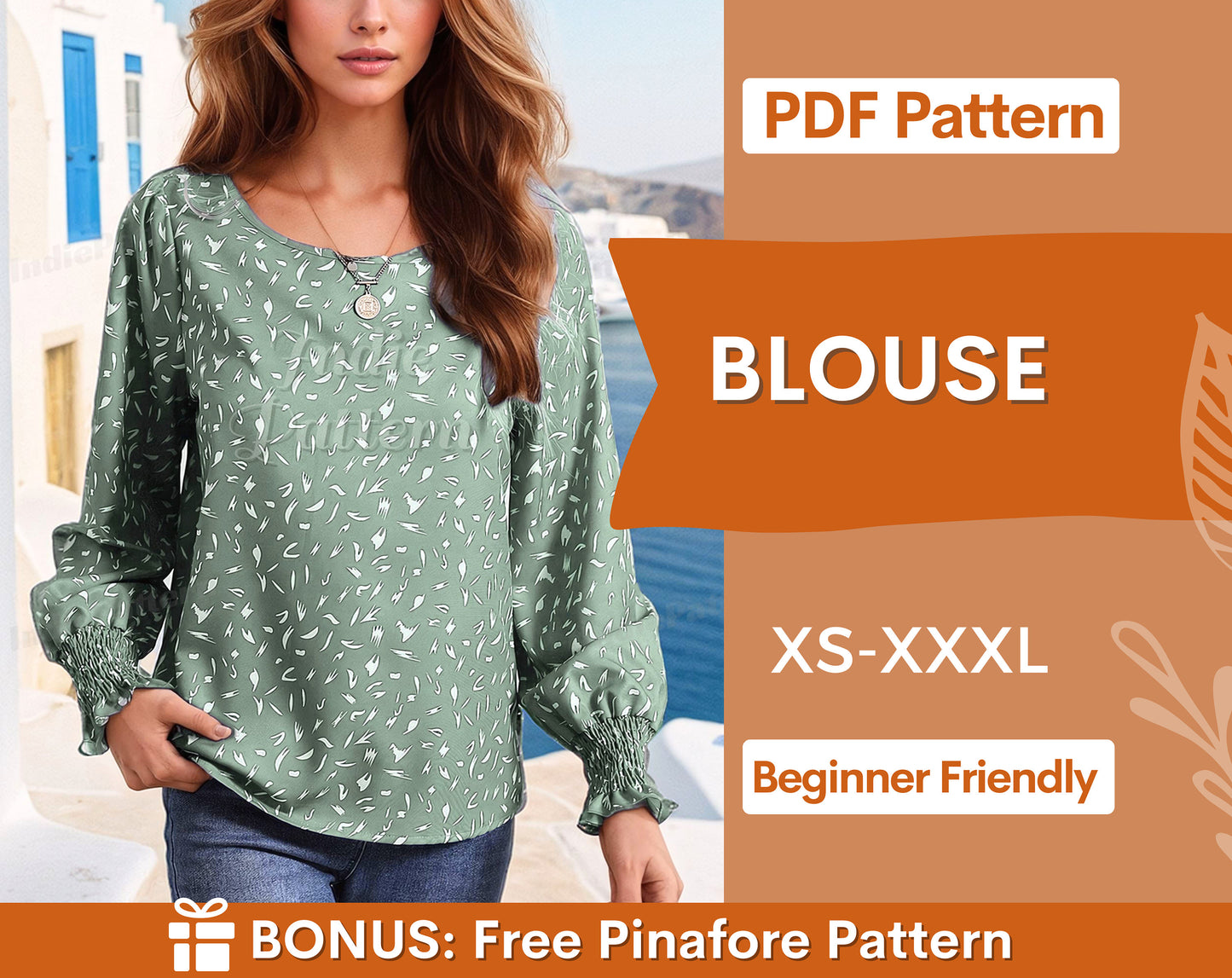 Blouse Sewing Pattern for Women PDF | XS-XXXL | Shirt Sewing Pattern | Women Sewing Pattern | Easy Blouse Pattern | Beginner Sewing Pattern