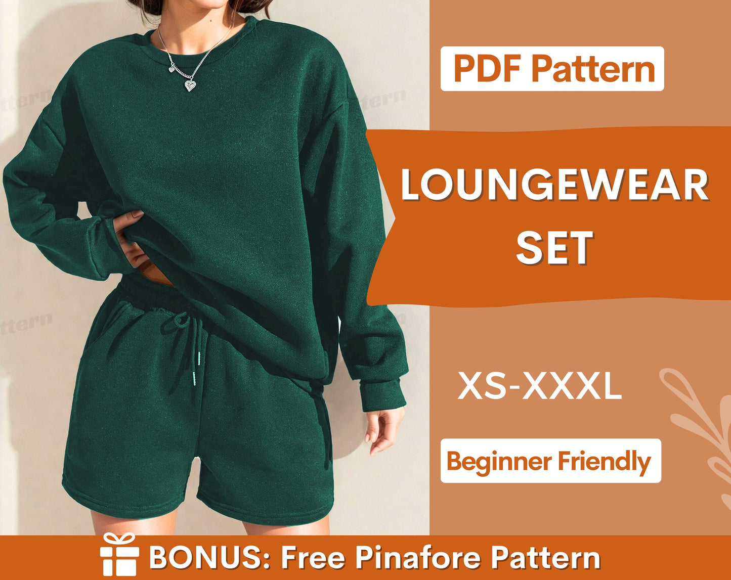 Loungewear Set Sewing Pattern for Women, Sewing Patterns, Lounge Set Pattern, Sweatshirt pattern, Sewing Patterns for Women, Shorts Pattern