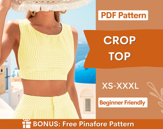 Crop Top Sewing Pattern | XS-XXXL | Open Back Top Pattern | Summer Top Pattern | Backless Top | Top Sewing Pattern PDF | Easy Top pattern