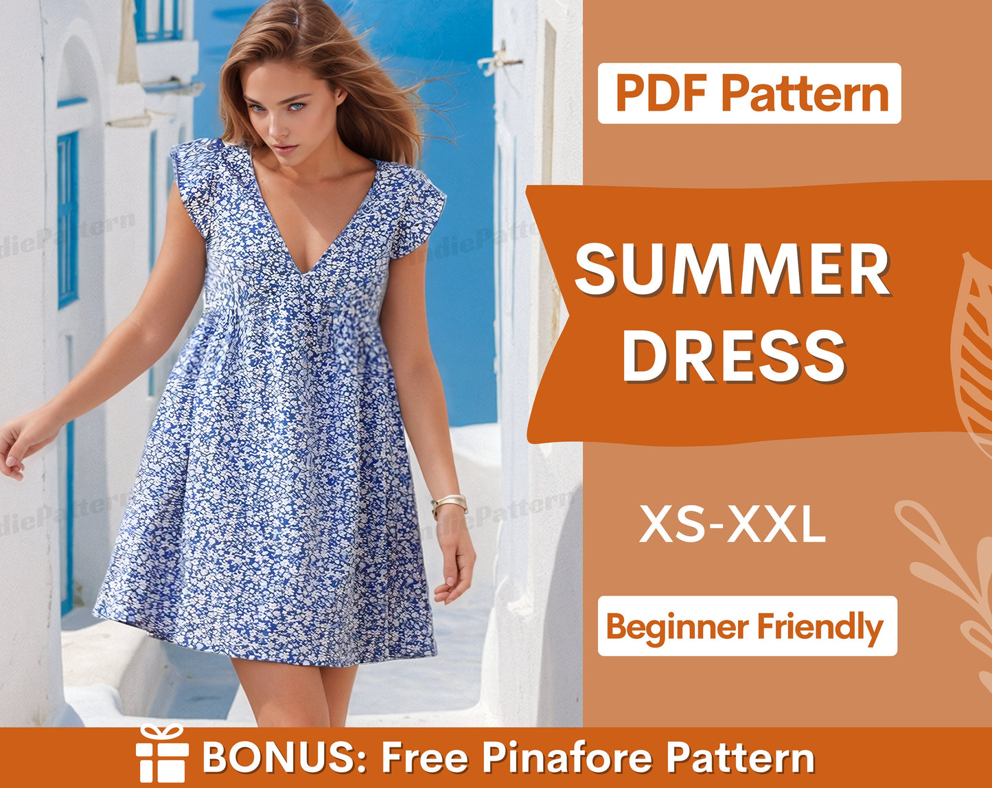 Summer Dress Sewing Pattern | XS-XXL | Summer dress pattern | Easy Dress Pattern | Women Dress Pattern | Dress for women PDF Pattern