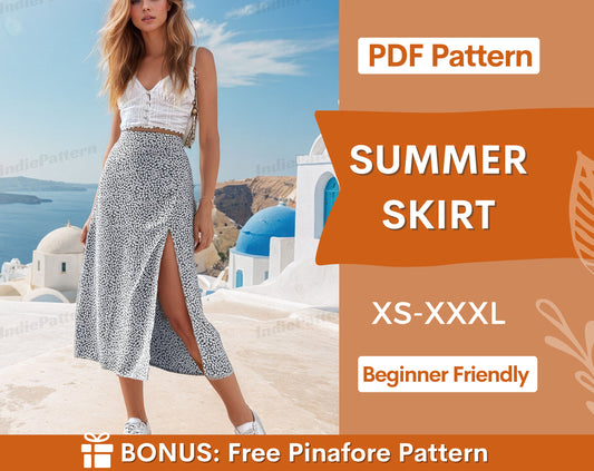 Easy Skirt Pattern | Slit skirt pattern | Women Sewing Pattern | Sewing Patterns | Skirt with zipper sewing pattern | Midi Skirt Pattern