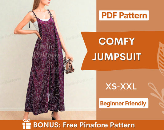 Jumpsuit Pattern | XS-XXL | Overalls pattern | Jumpsuit Sewing PDF Pattern |Women's Jumpsuits | Dungaree Pant Loose Trouser | Sewing Pattern