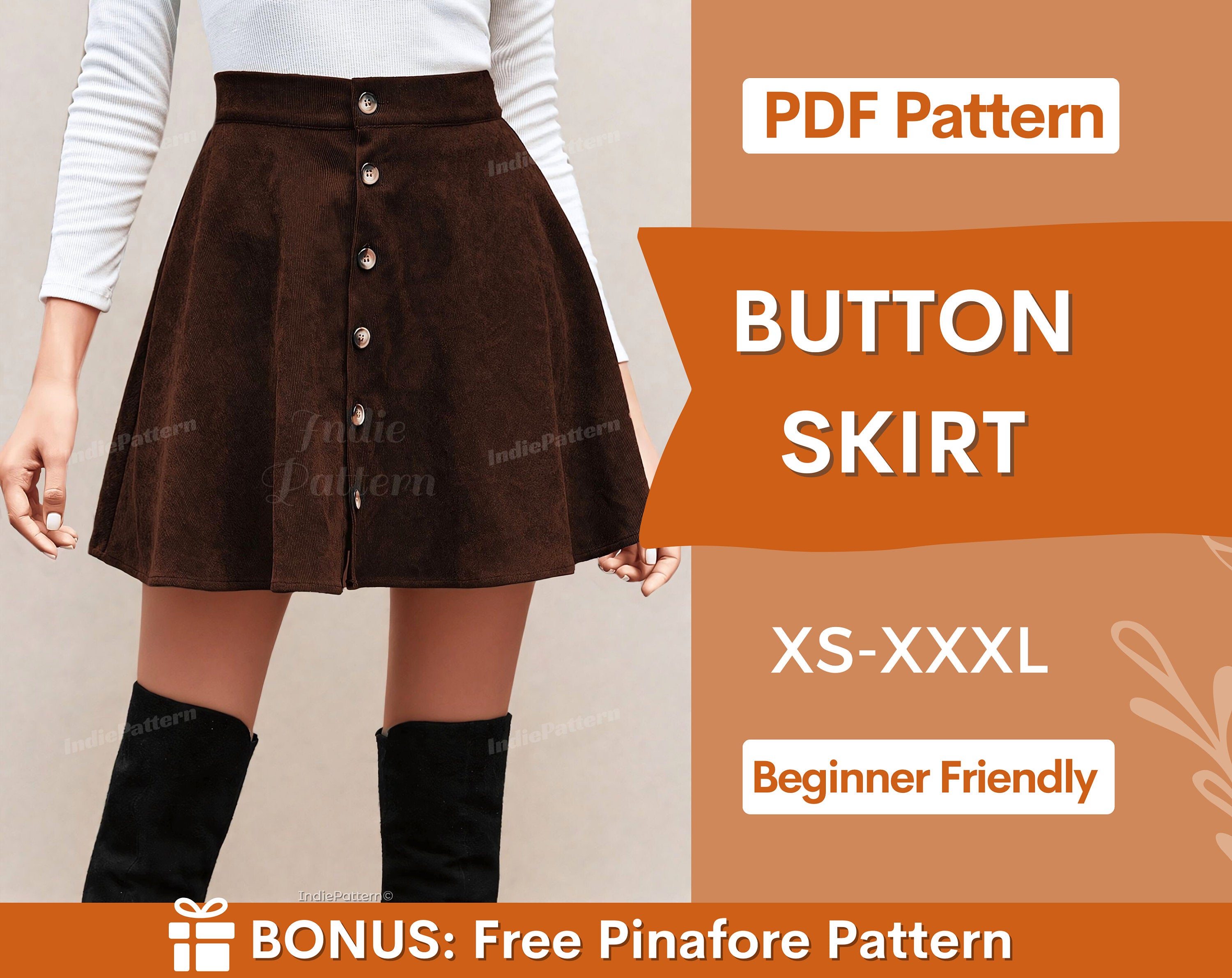 Button  Skirt  at  Indie Pattern in USA
