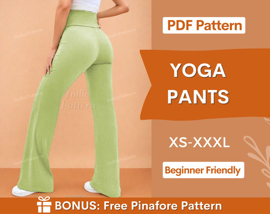 Yoga Pants Pattern | High Waist Pants Sewing Pattern | Flare Leg Pants Pattern |  Flare Leggings | Leggings pattern | Women Patterns