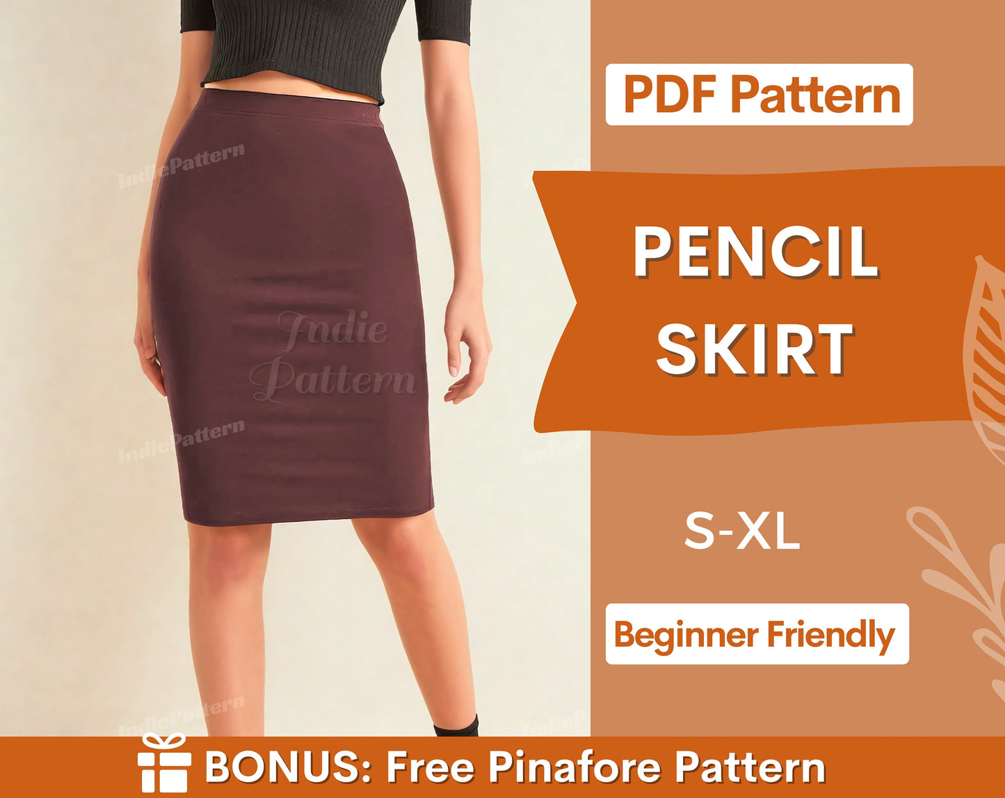 Pencil Skirt Sewing Pattern for Women - Formal High Waisted Skirt Pattern - Easy Skirt PDF Pattern - Sewing PATTERN PDF - Tubular Skirt