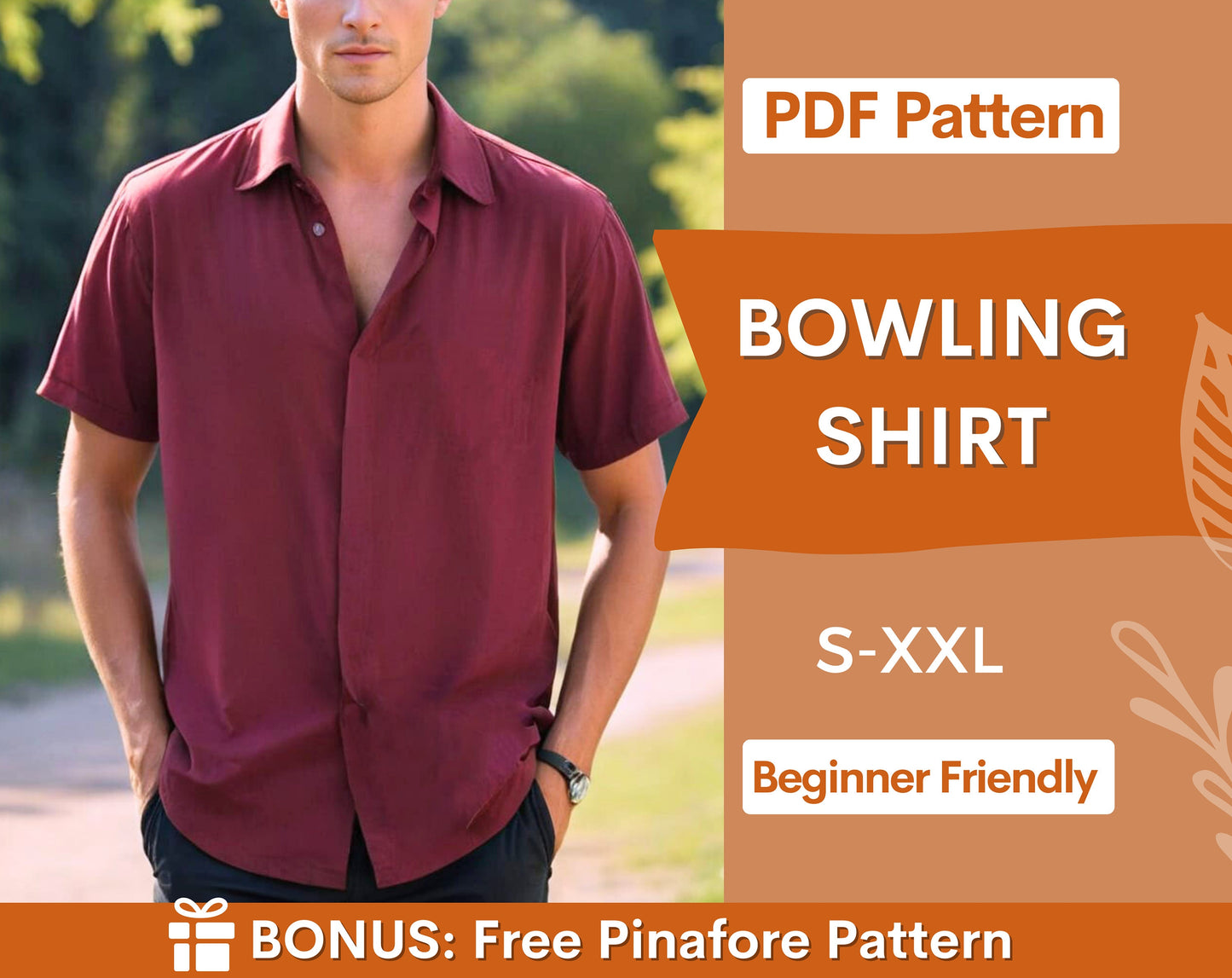 Bowling Shirt Sewing Pattern, Men Shirt Pattern, Sewing Pattern for Men,  Bowling Shirt PDF Pattern, Tropical shirt sewing pattern