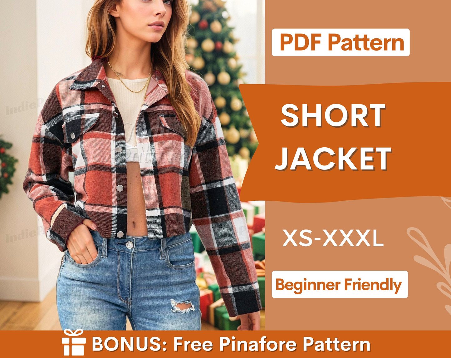 Jacket Pattern, XS-XXXL,Women Short Jacket Sewing Pattern, Women's Shirt Jacket, Shacket sewing pattern, Easy Jacket Pattern, sewing project