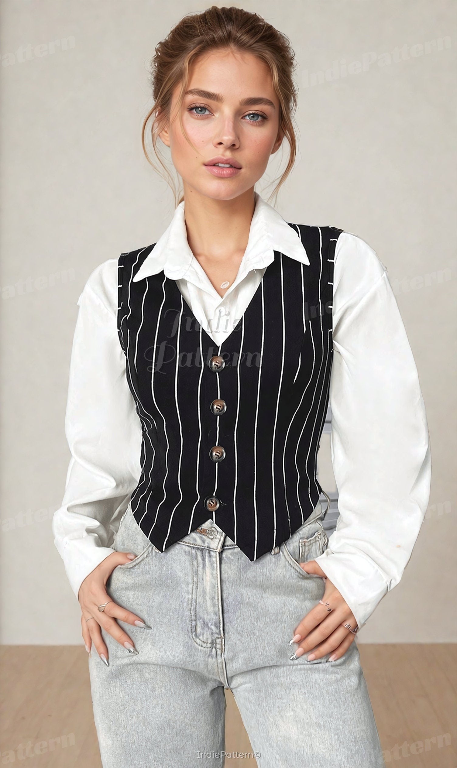 Vest & Shirt Sewing Pattern | Sewing Pattern for Women | Sewing Patterns | Vest Pattern | Shirt Pattern | Sewing Patterns, Waistcoat Pattern