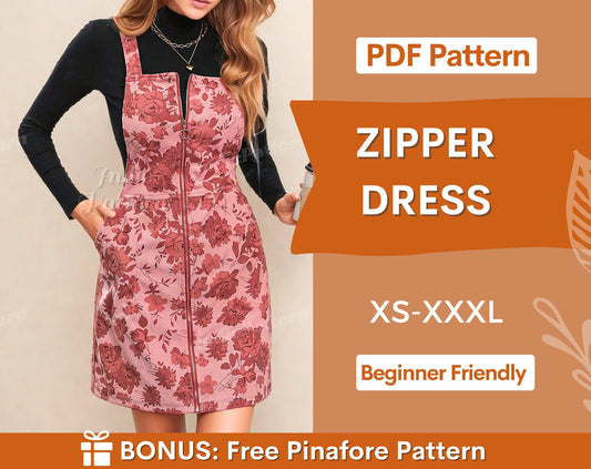 Pinafore Dress Pattern | Overall Dress Pattern | Dress Sewing Pattern | Sewing Pattern for Women | Dress PDF Pattern | Beginner Sewing