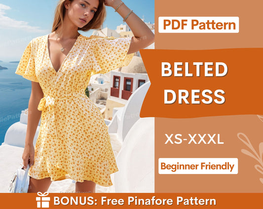 Summer Dress Sewing Pattern for Women PDF | XS-XXXL | Dress Pattern | Midi Dress Pattern | Women Sewing Pattern | Wrap Dress Pattern pdf