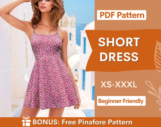 Summer Dress Pattern | Mini Dress Pattern | Dress Sewing pattern | Women Pattern | Sewing Patterns | Short Dress Sewing Pattern