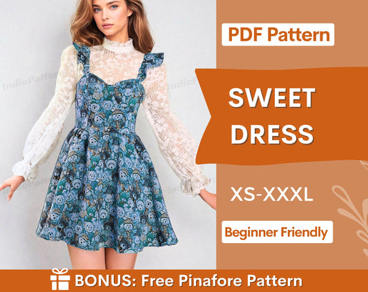 Dress Sewing Pattern PDF | XS-XXXL | Sewing Patterns | Women Patterns | Ruffled Dress Pattern | Womens Dress Pattern |