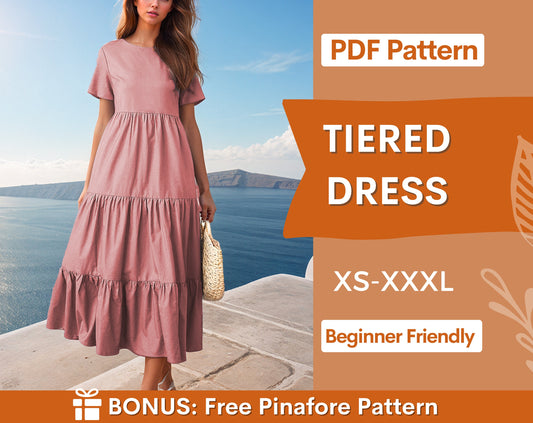 Tiered Dress Sewing Pattern | Dress Pattern | Sewing Patterns | Women Patterns | Casual Dress | Summer Dress | Comfy Dress | Womens Dress