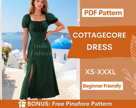 Dress Sewing Pattern for Women | Milkmaid Dress Pattern | Dress Pattern | Cottagecore Dress Pattern | Women Pattern | Maxi Dress Pattern