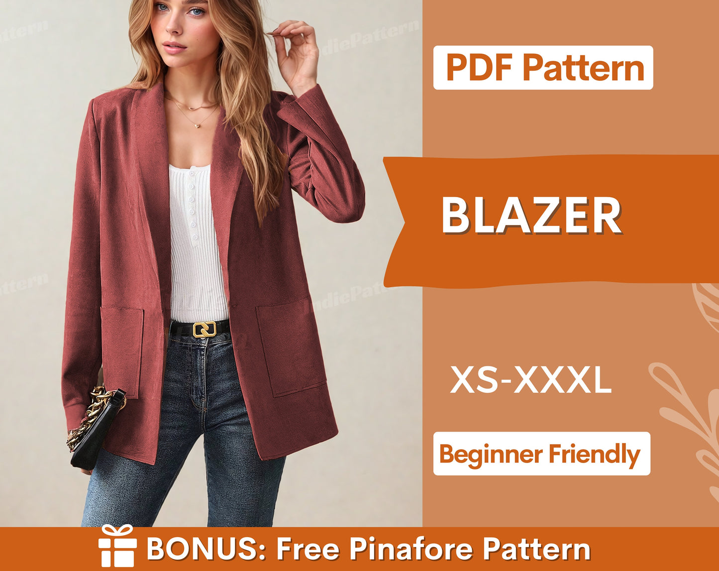 Blazer Women Sewing Pattern | Jacket Sewing Pattern | Sewing Pattern Women PDF | Coat Pattern |  Women Sewing Pattern |  Sewing Patterns