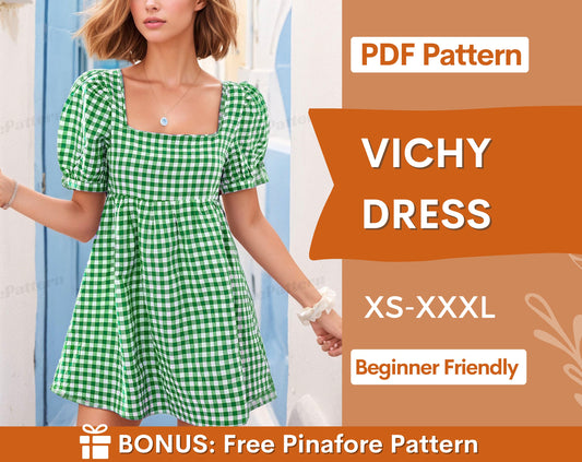 Smock Dress Pattern, Milkmaid dress sewing pattern, women sewing pattern, easy dress pattern, smock pattern, Puff sleeve dress pattern