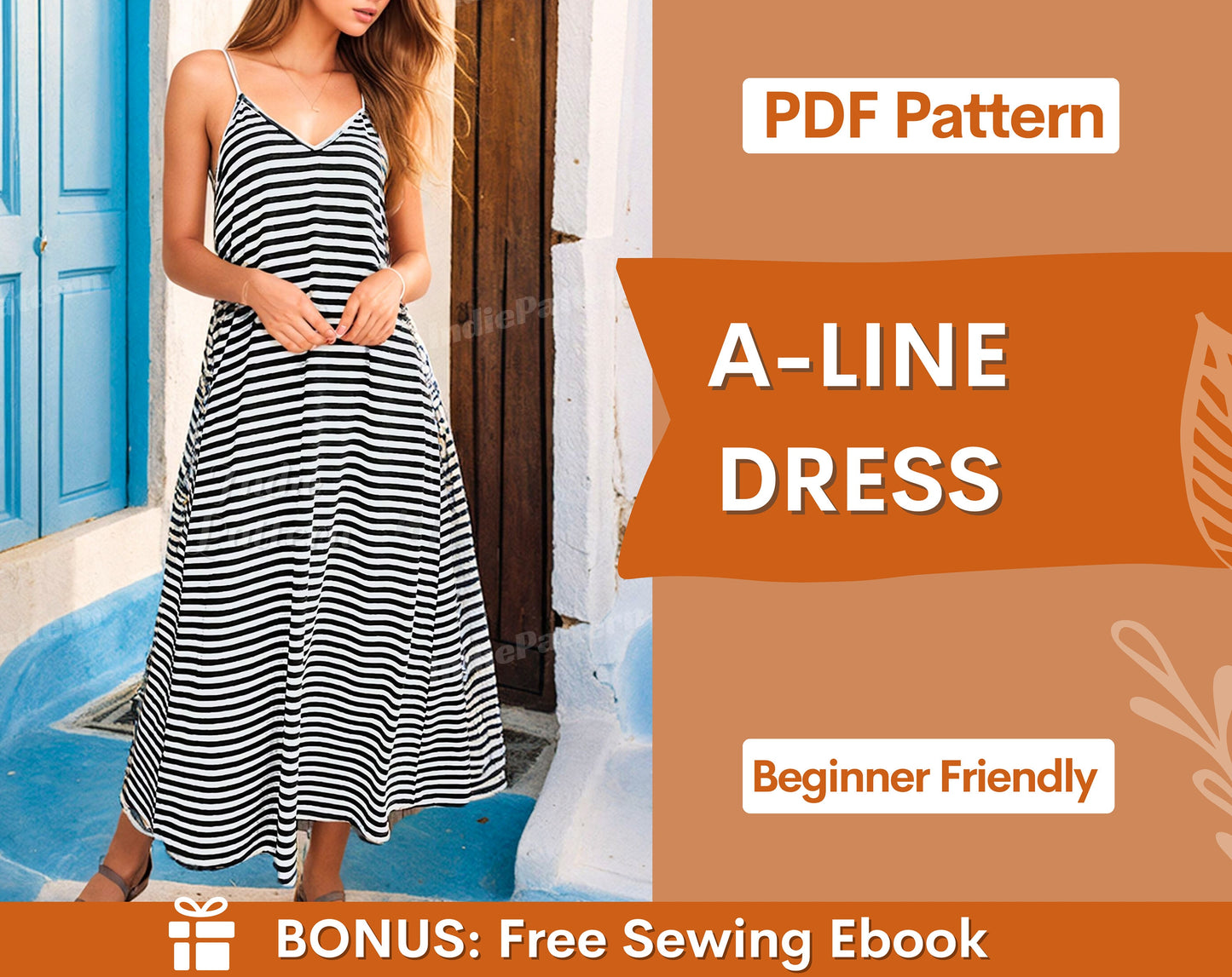 Easy Dress Sewing Pattern | Cami Dress Pattern | Sleeveless Long Dress Pattern | PDF Sewing Pattern | Dress pattern | Summer Dress Pattern