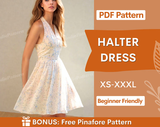 Halter Dress Pattern | Dress Pattern | Women Pattern | Dress Sewing Pattern for Women | Spring Dress  | Summer Dress | Midi Dress