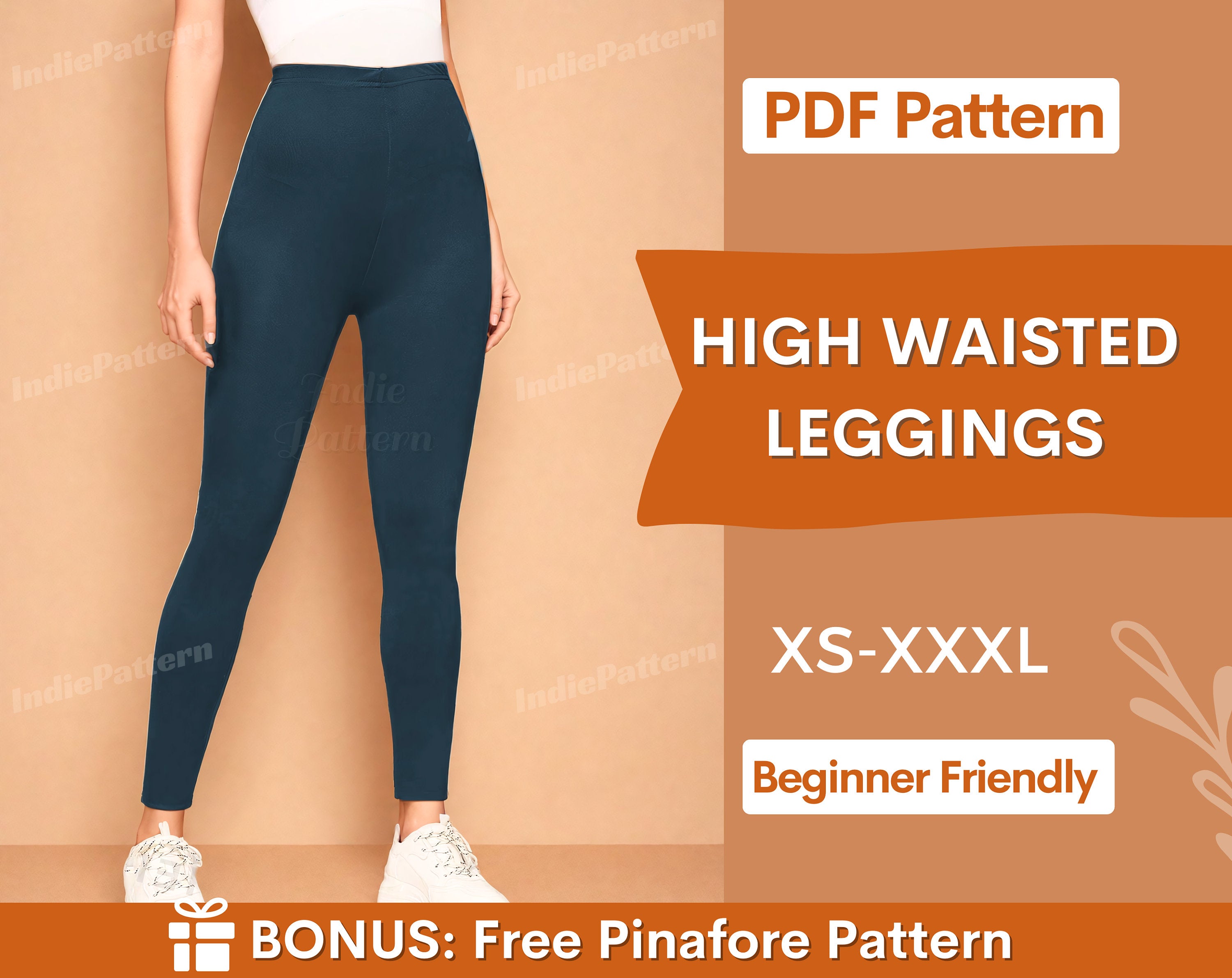 Leggings Pattern | High Waist Leggings Sewing Pattern | High Rise Leggings | High Waisted  Leggings | Women's Leggings | Women pants