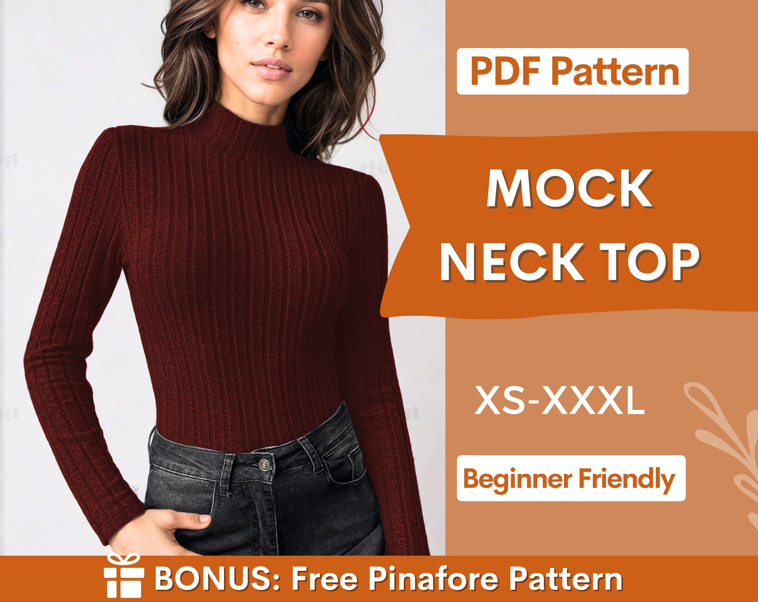 MOCK NECK TOP AT INDIE PATTERN in usa