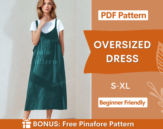 Oversized Dress Pattern, Overall dress pattern, Jumper pattern, Dress Pattern - PATTERN Women's Dress, Sewing Pattern Dress, Dress PDF