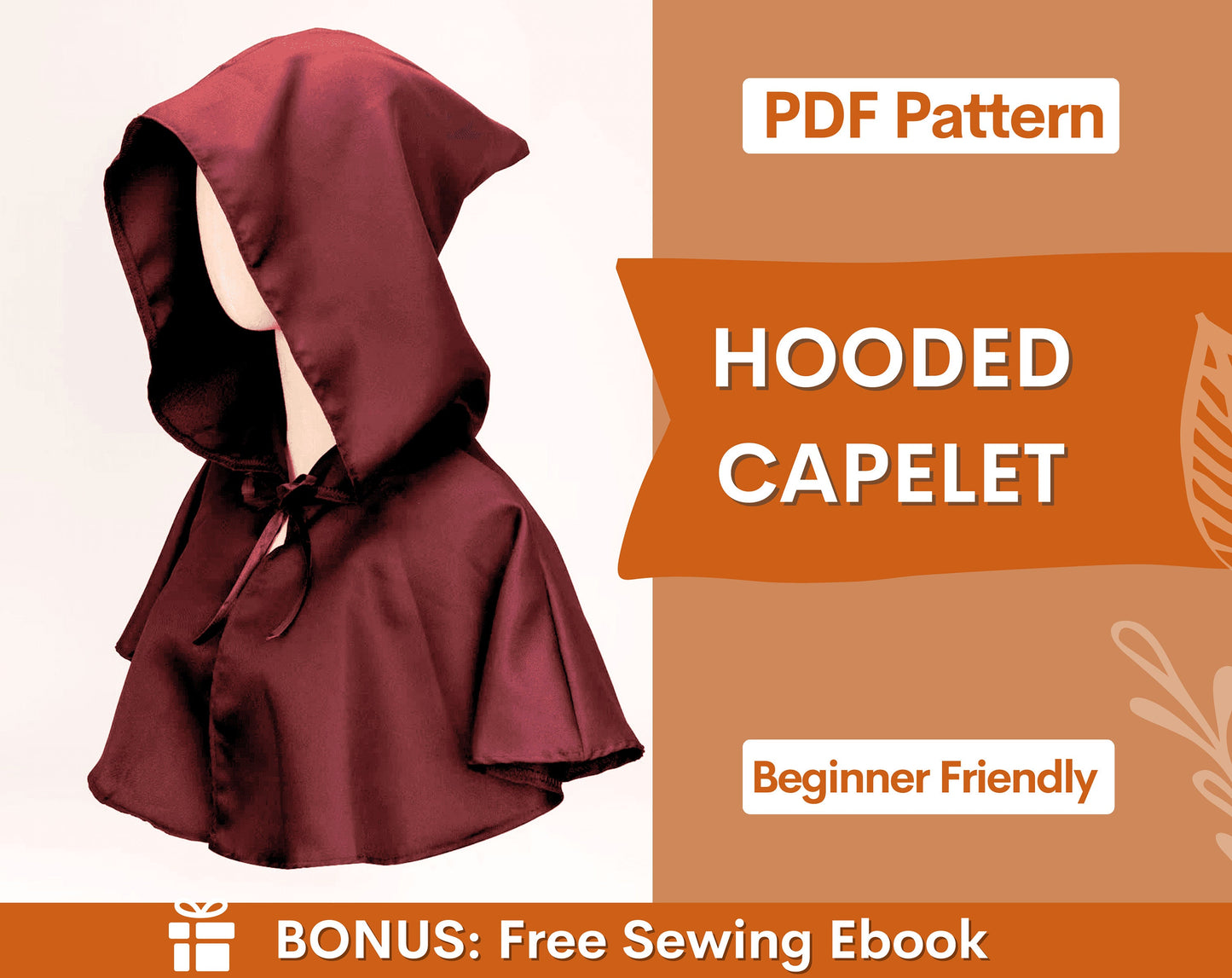 Hooded Capelet Pattern, Cape with Hoodie Sewing Pattern, Cape Pattern, Capelet Pattern, Medieval Dress Pattern, Hooded Cloak, Hooded Cape