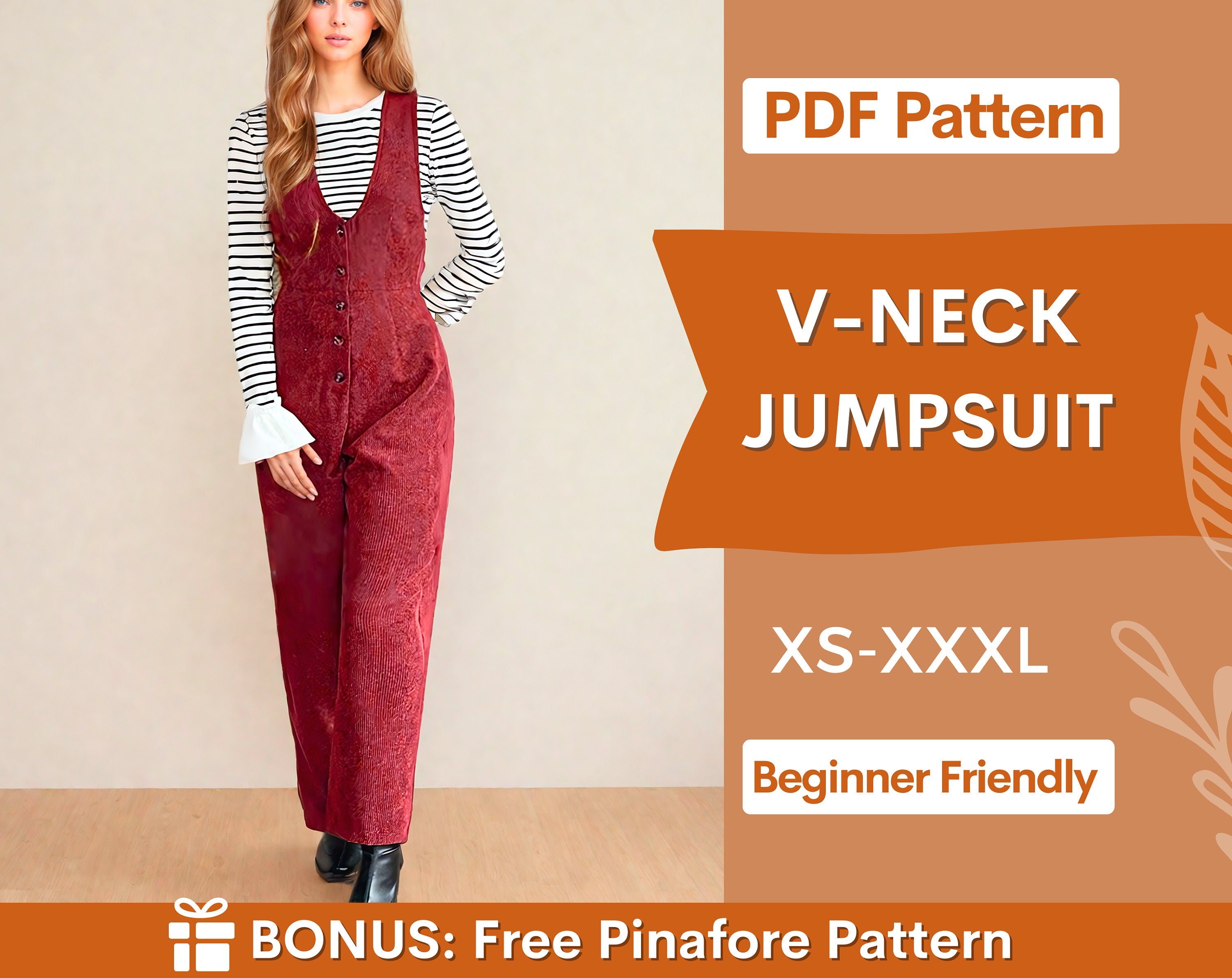 V-Neck Jumpsuit at Indie Pattern in USA
