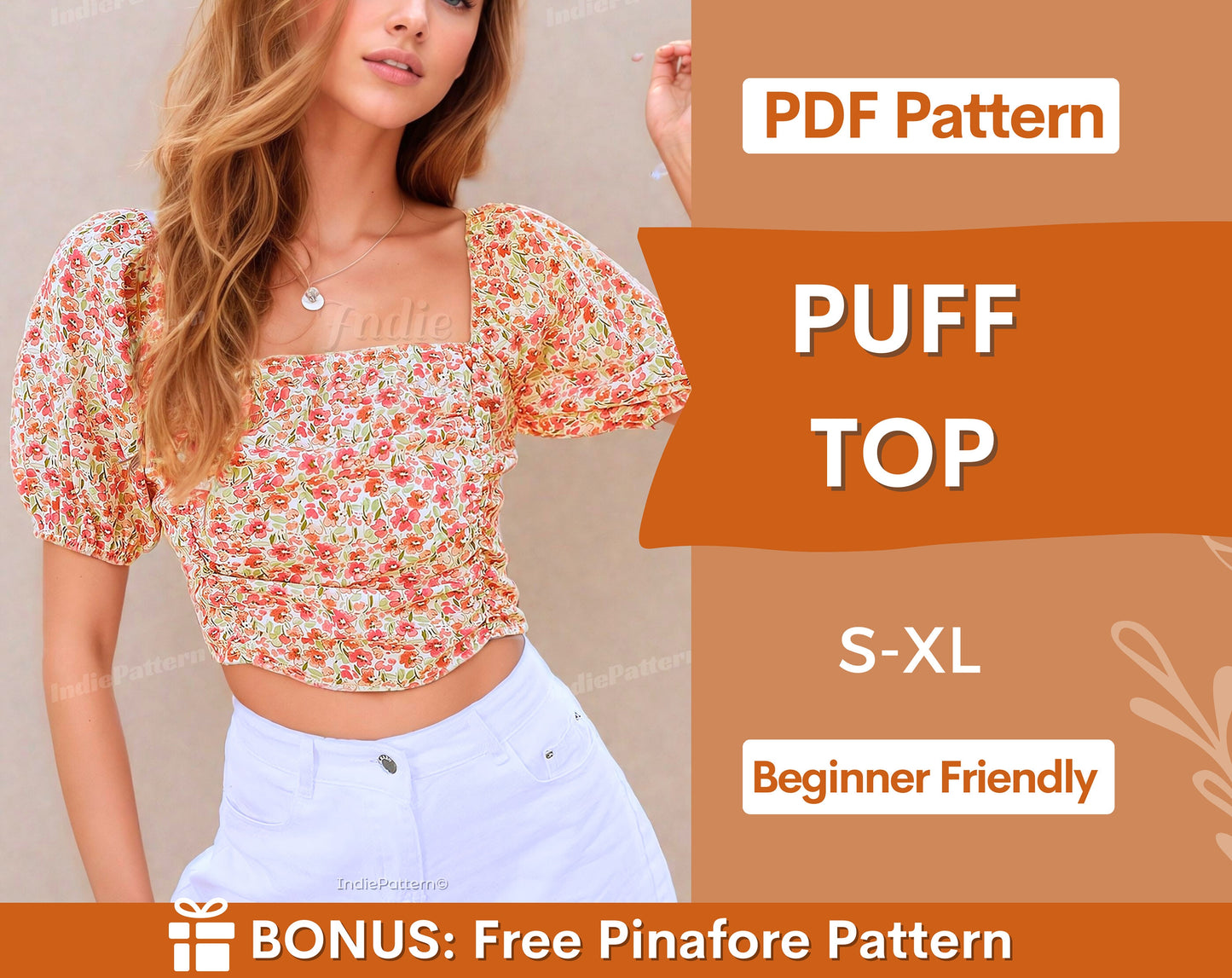 Puff Sleeve Blouse Pattern, Milkmaid top pattern, Sewing Pattern Top Blouse, Cottagecore Top Pattern, Milkmaid blouse, Sewing pattern top