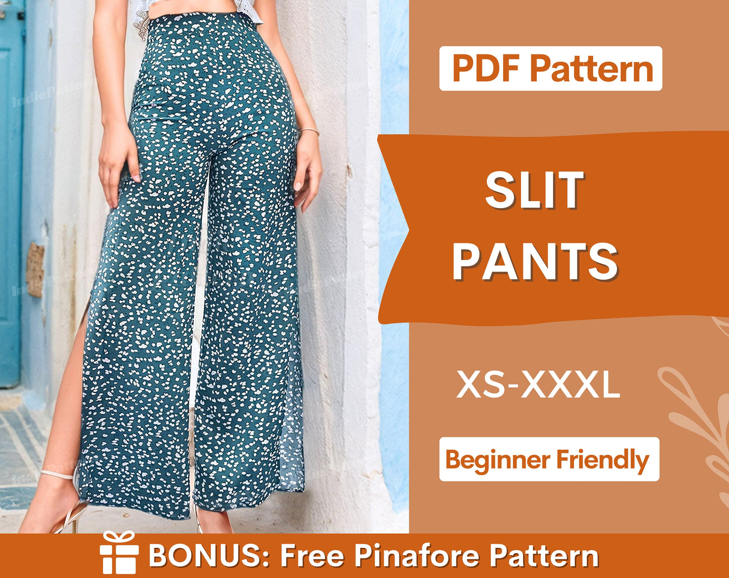 Slit Pants Pattern | XS-XXXL | Pants Sewing Pattern | Summer Pants Pattern | Beginner Sewing Pattern | Women Sewing Pattern | Easy Pants PDF