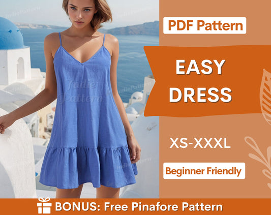 Easy Dress Pattern | Sewing Patterns | Summer Dress Pattern | Women Sewing Patterns Dress | Beginner Dress Pattern | Patterns for women