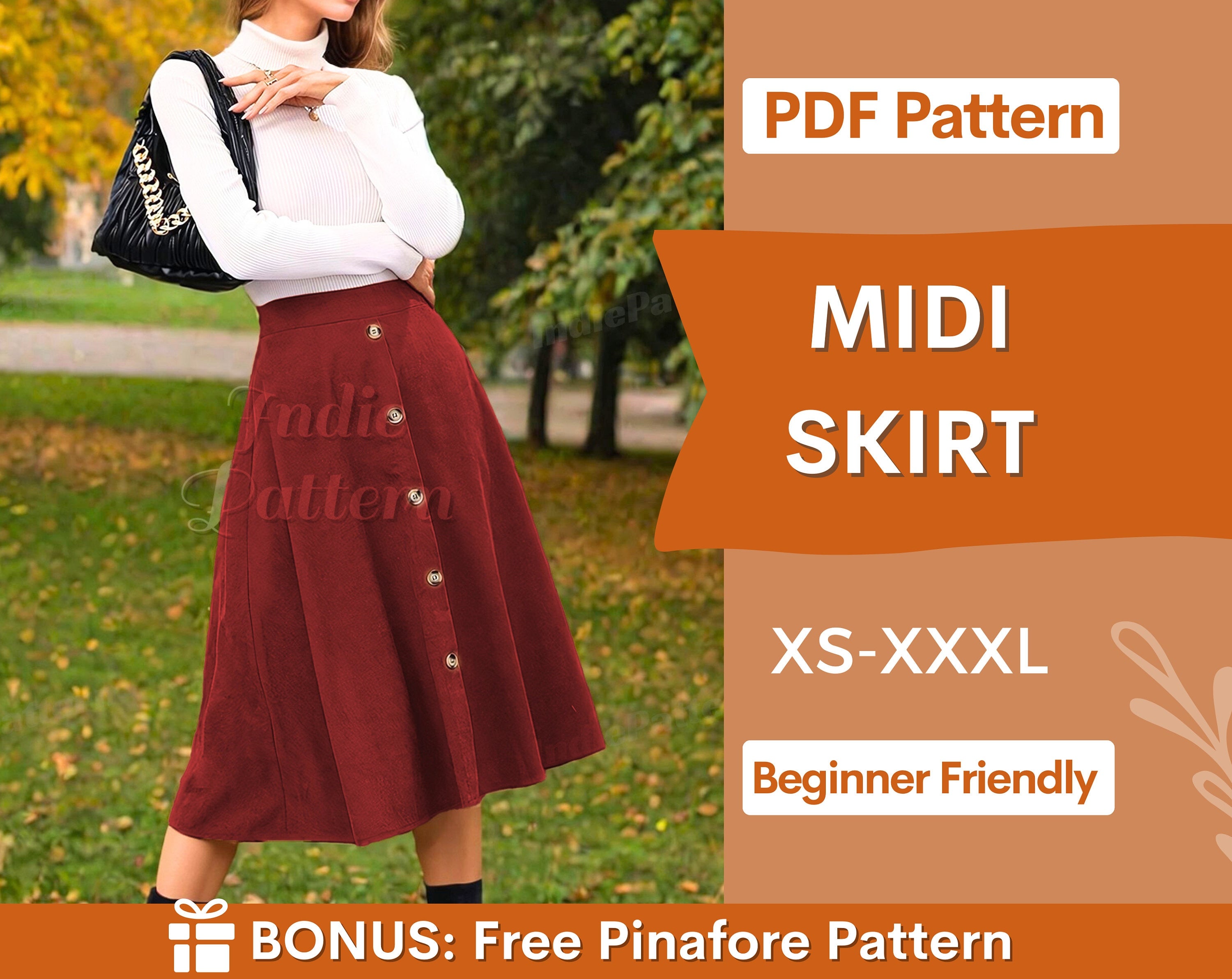 Midi  Skirt  at  Indie Pattern in USA
