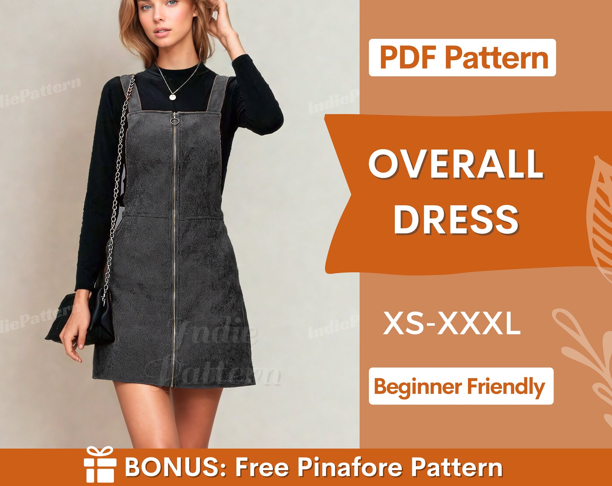 Front Button Overalls Pattern Front Zipper Overall Dress Sewing Pattern | Beginner Project – IndiePattern