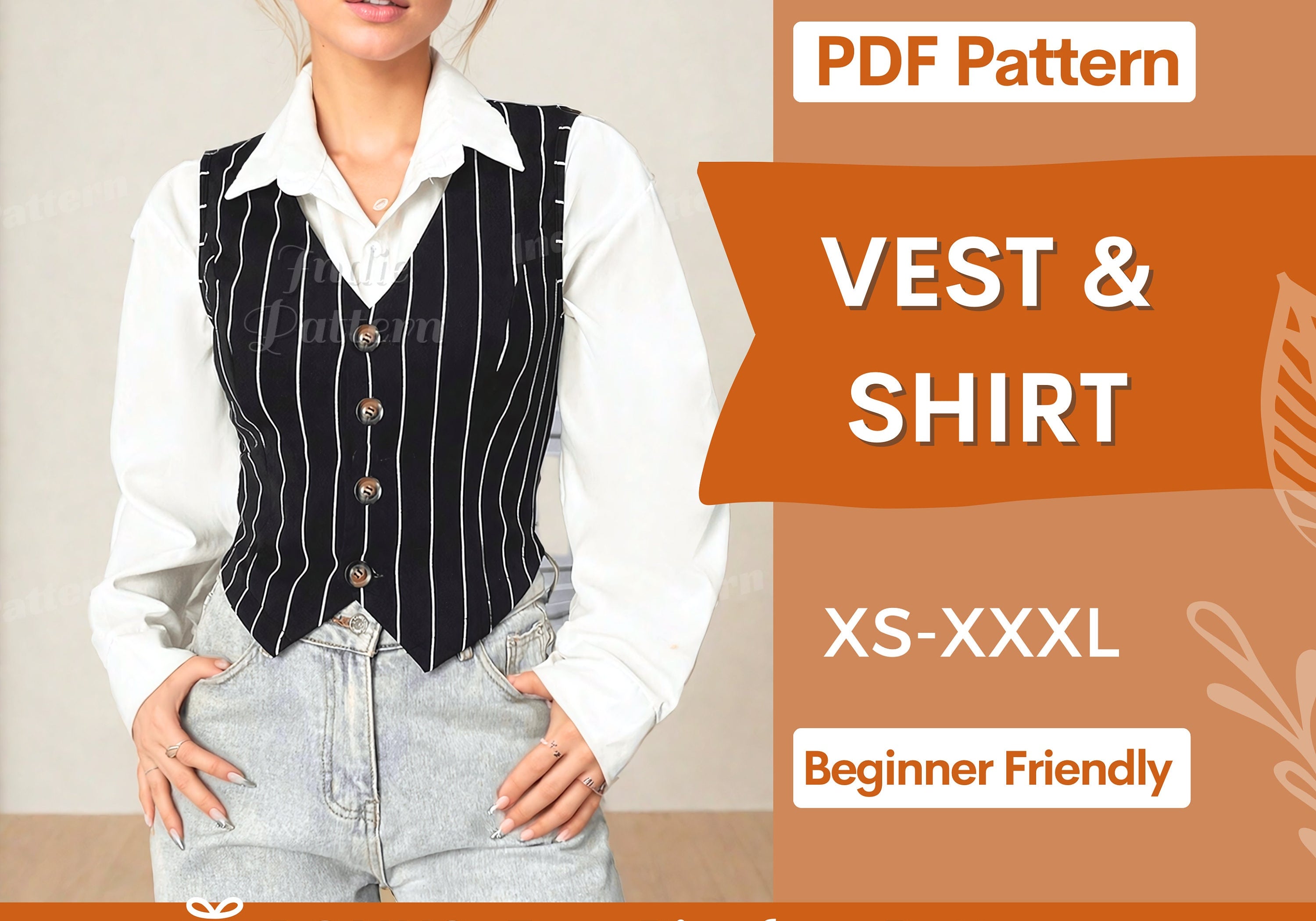 Vest and shirt top at indie pattern in USA