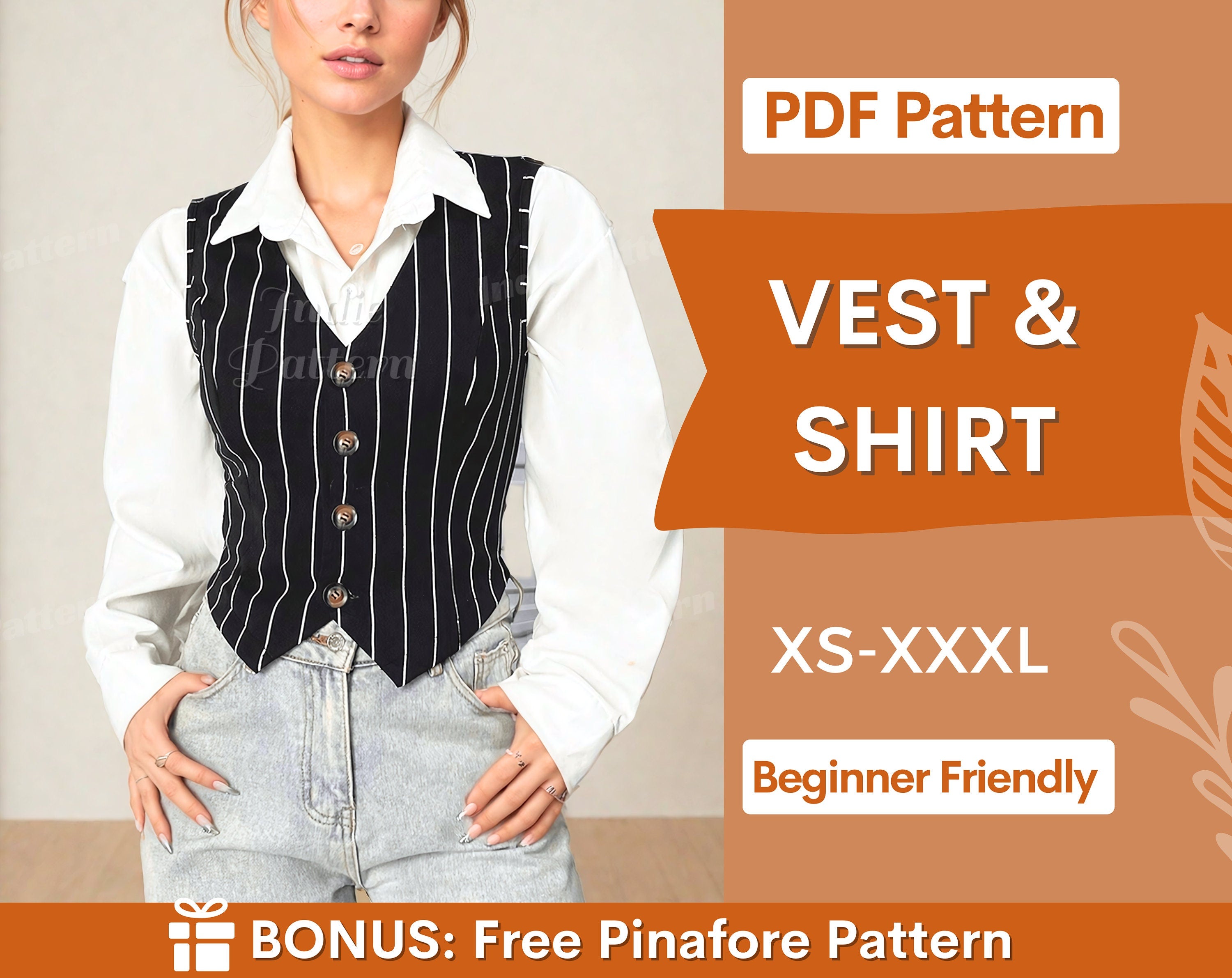 Vest and shirt top at indie pattern in USA