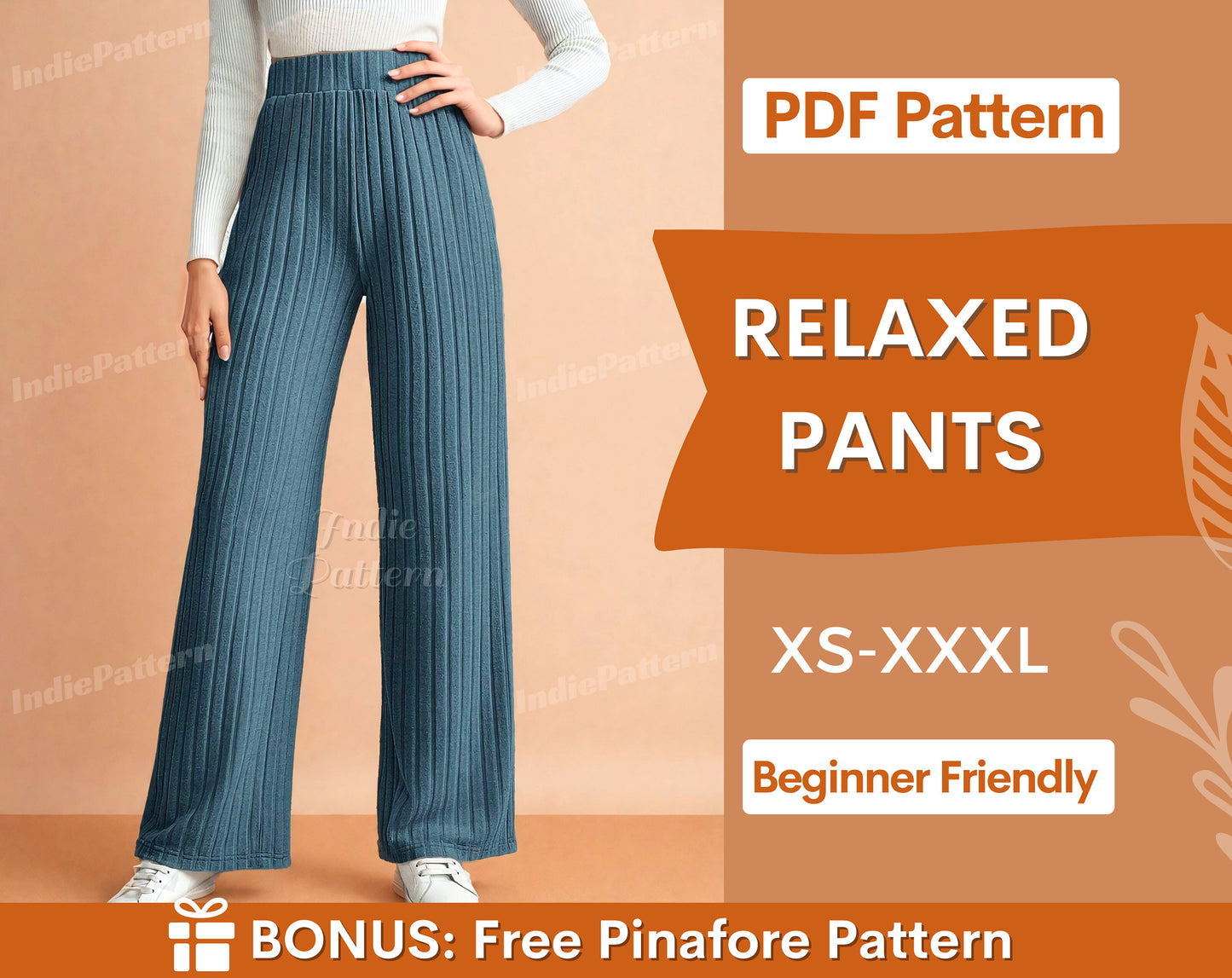 Relaxed Pants Pattern | Women Pants Sewing Pattern | Yoga Pants Pattern | Sewing Patterns | Straight Leg Pants | Sewing Pattern Women Pants