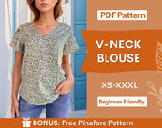 v neck blouse at indie pattern in USA
