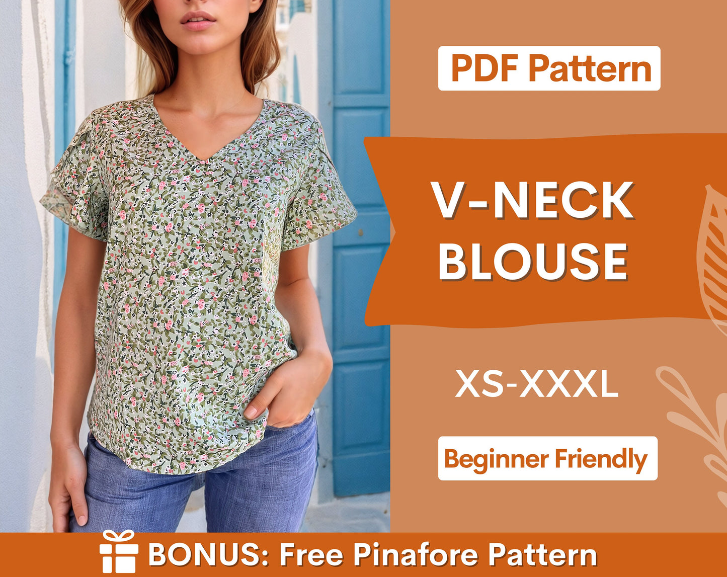 Blouse Sewing Pattern for Women PDF | XS-XXXL | Top Sewing Pattern | Women Sewing Pattern | Easy Blouse Pattern | Beginner Sewing Pattern