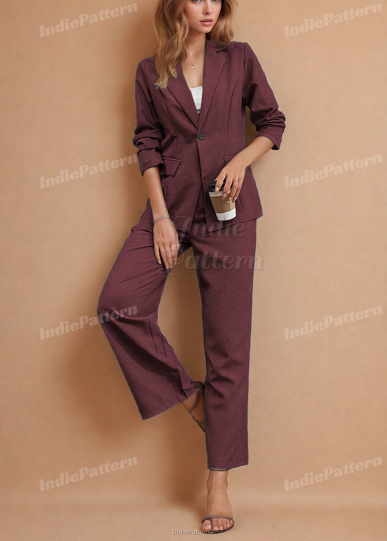 Suit Pants Sewing Pattern - Wide Leg Trouser Design