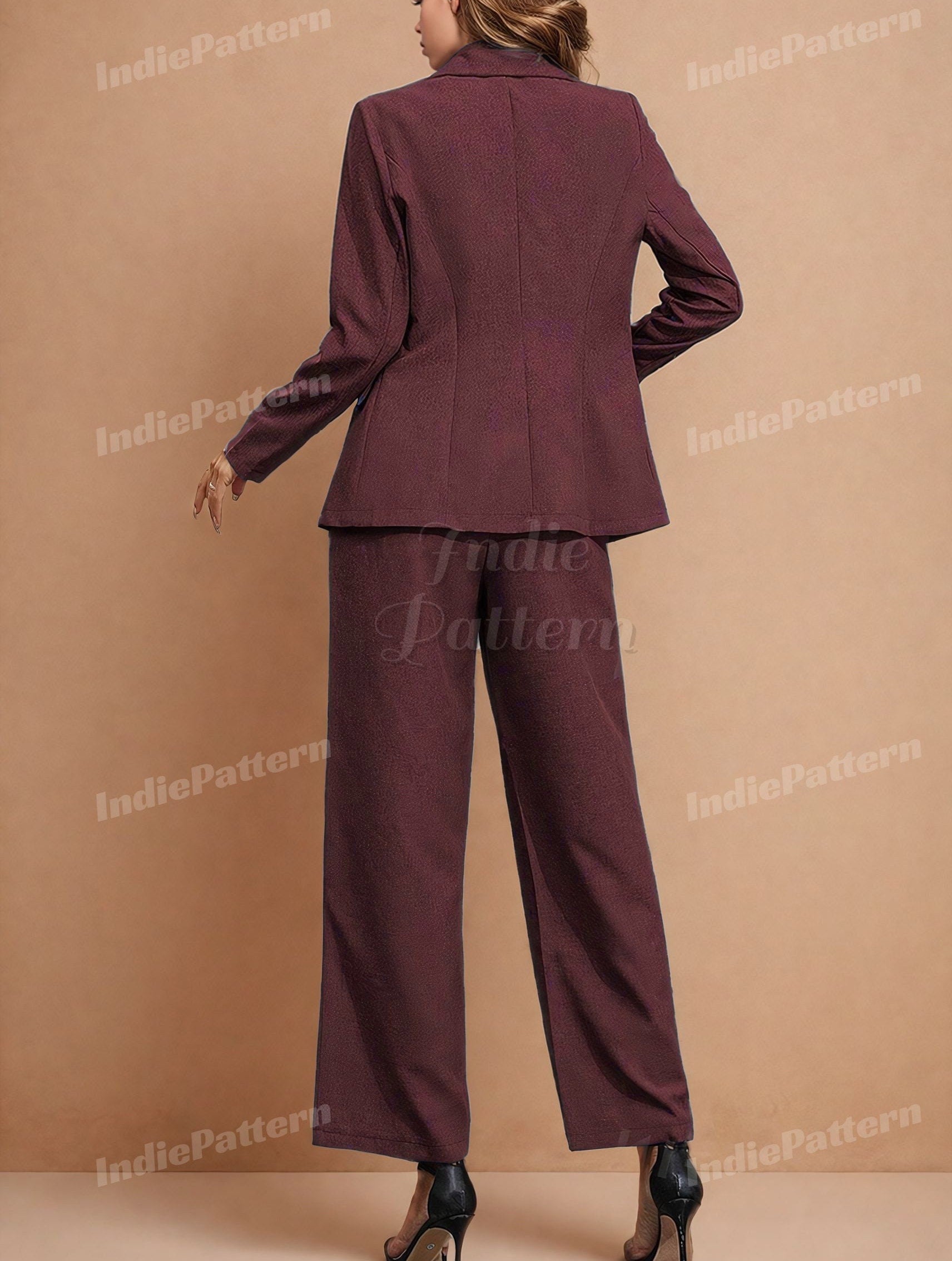 Suit Pants Sewing Pattern - Wide Leg Trouser Design
