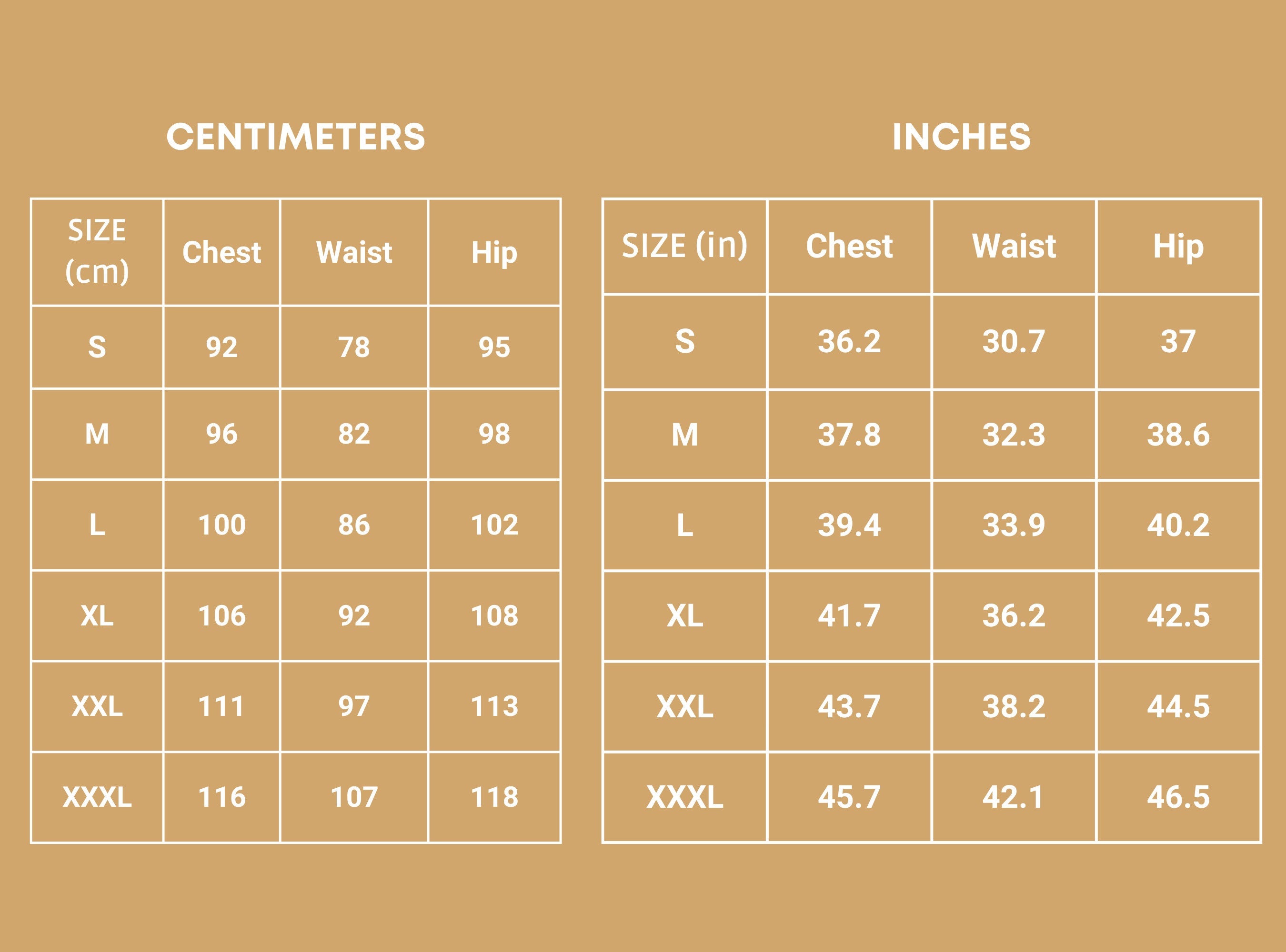 Size Chart of Men's Tee at Indie Pattern in USA
