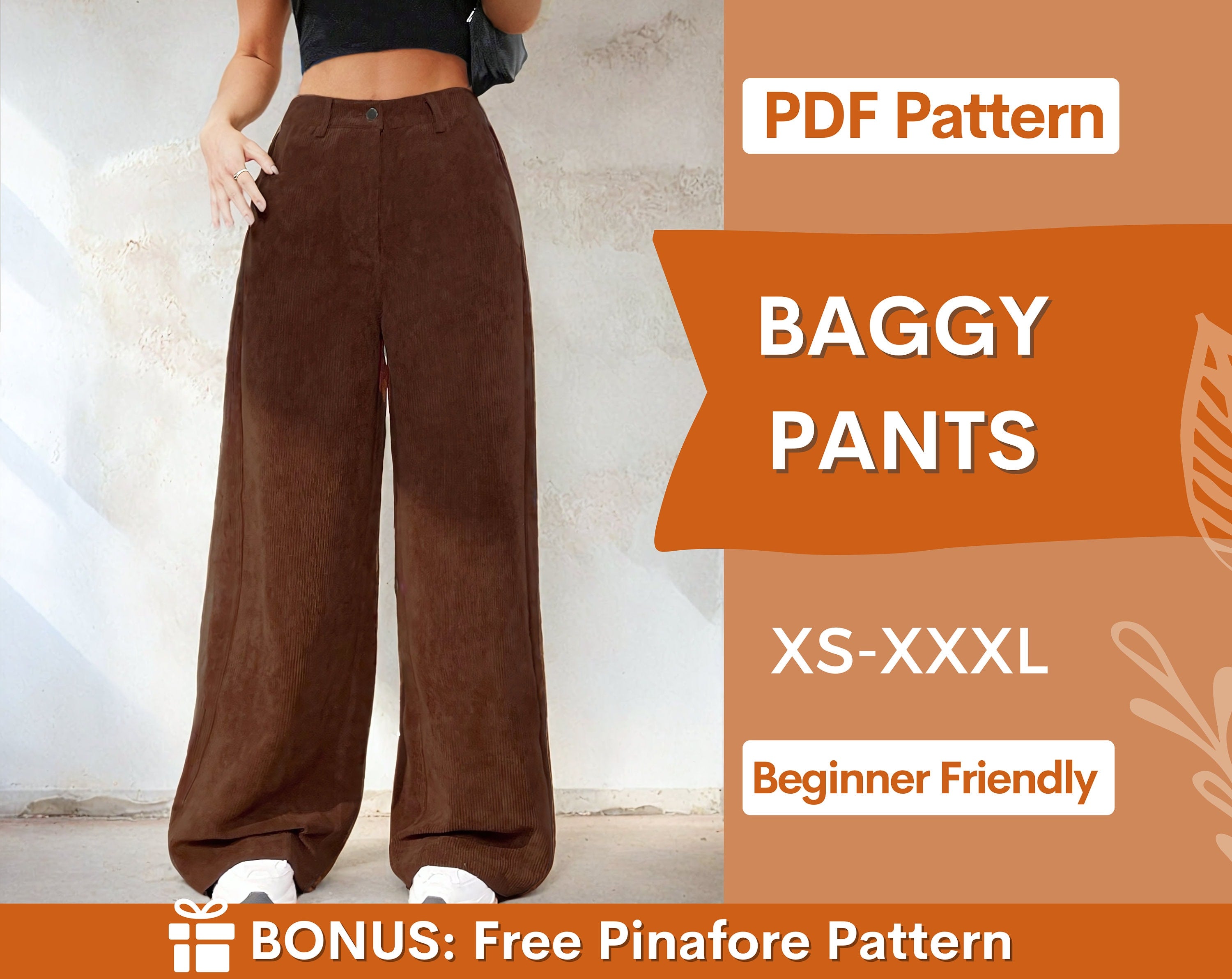 Baggy Pants Sewing Pattern | Wide-Leg High-Waisted Pants