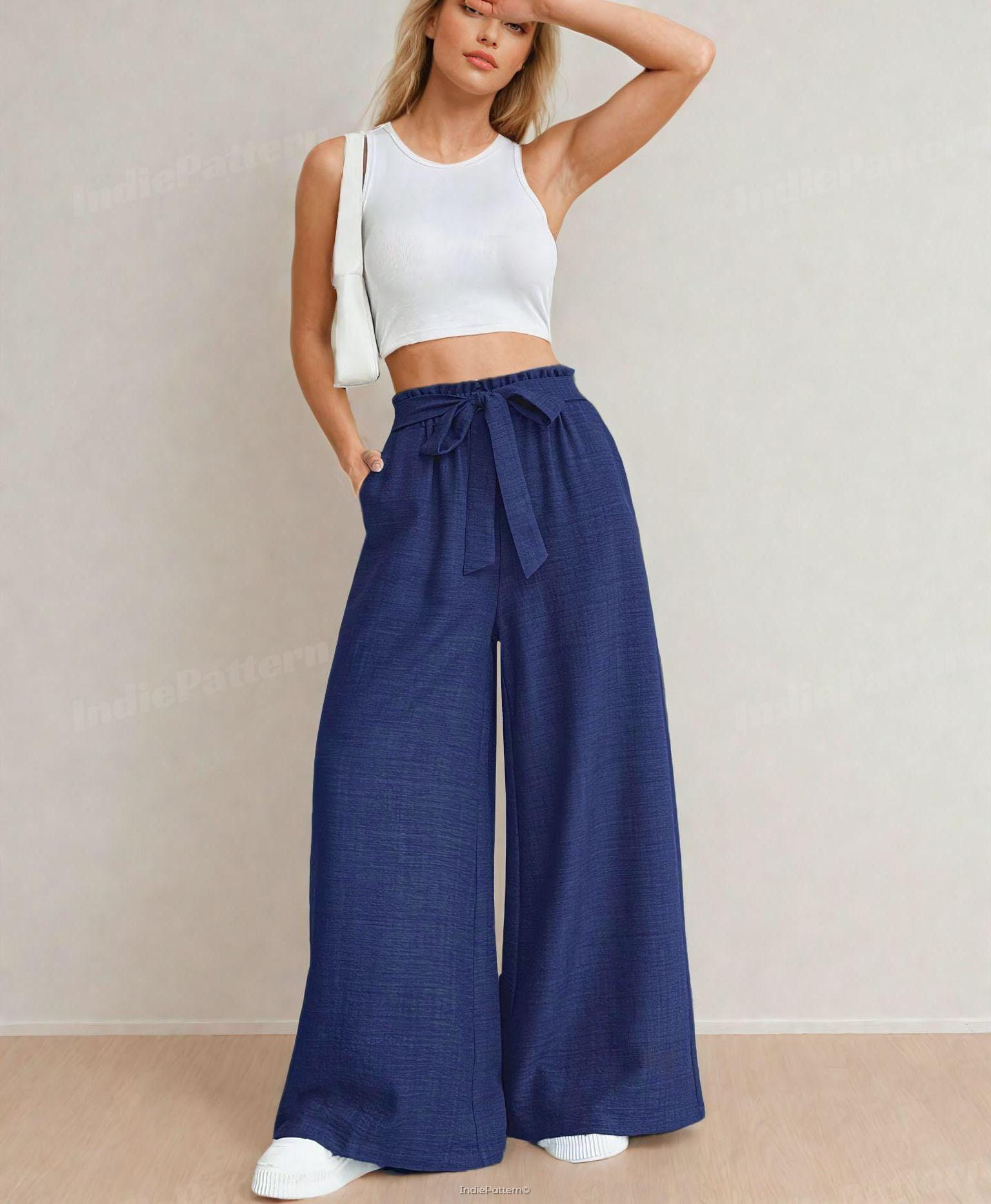 High-Waisted Palazzo Pants Sewing Pattern | Elastic Waistband