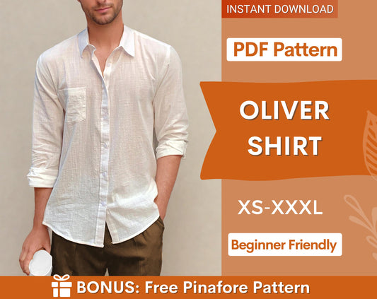 Shirt Sewing Pattern for Men, Shirt Pattern Men, Button Up Shirt Pattern, Shirt Pattern, Sewing Patterns for Men, Long Sleeved Shirt Pattern