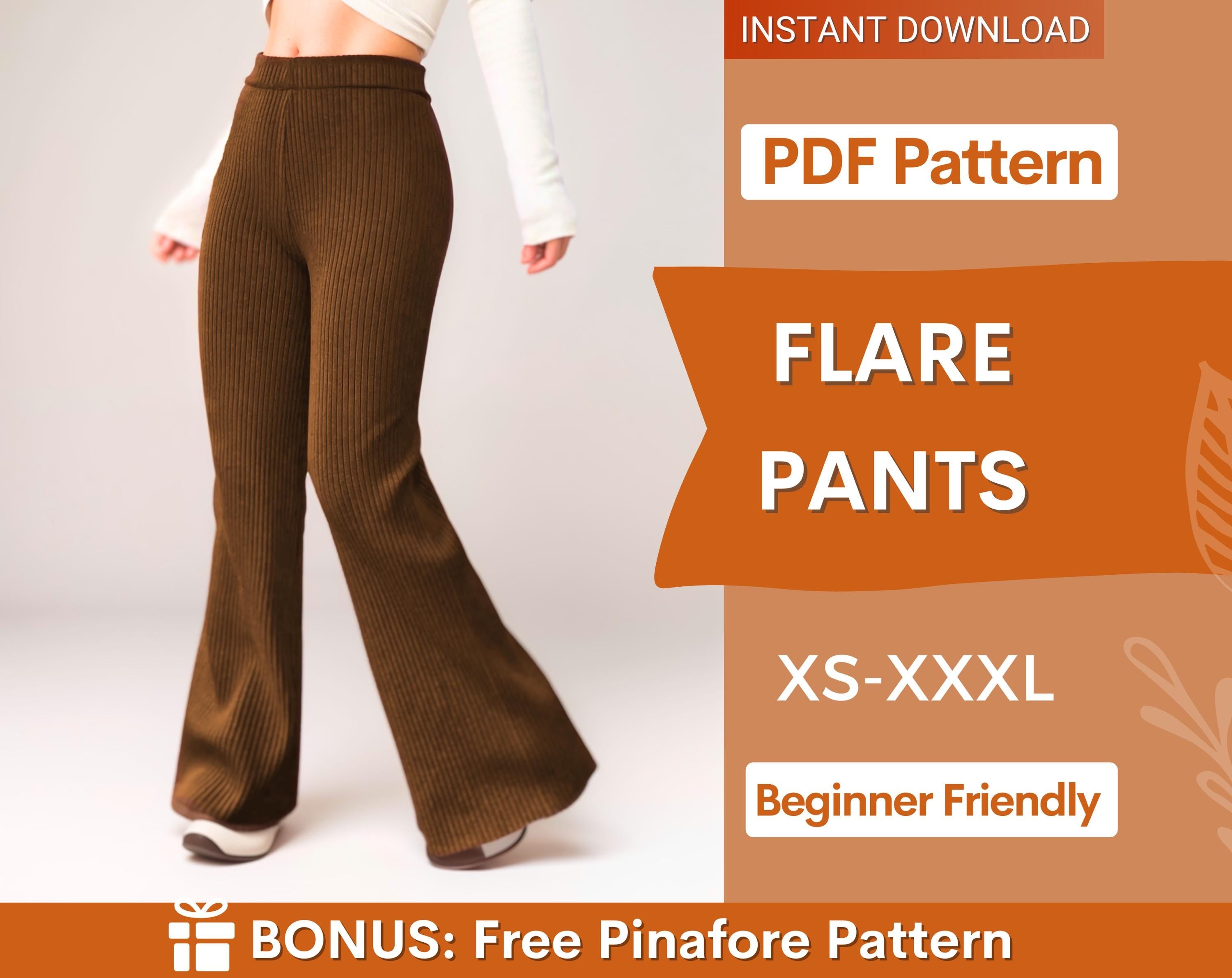 Flare-Leg Pants Sewing Pattern – High-Waisted Style