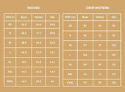 Size Chart of Slit Skirt  at Indie Pattern in USA
